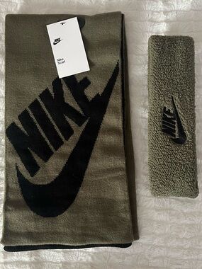 NWT Unisex Nike Olive Green Scarf with Headband